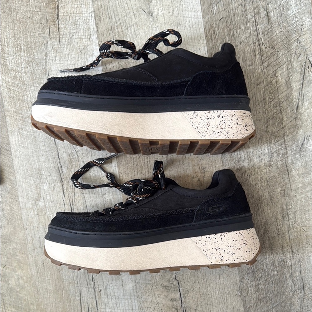 UGG Black and Cream Platform Sneakers